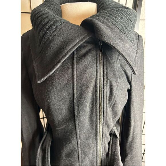 Express Black Side Zip WoolBland Trench Coat - Picture 8 of 11